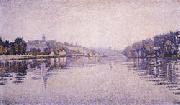 Paul Signac River's Edge The Seine at Herblay painting